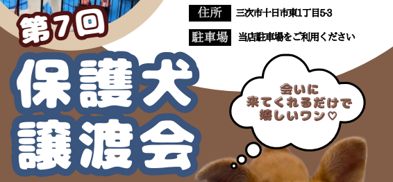 【ピースワンコの譲渡会】10/25(土)、26(日)「第7回保護犬譲渡会」に参加(広島/三次市) 8 a4cb8990e0623157b964146645c79c78